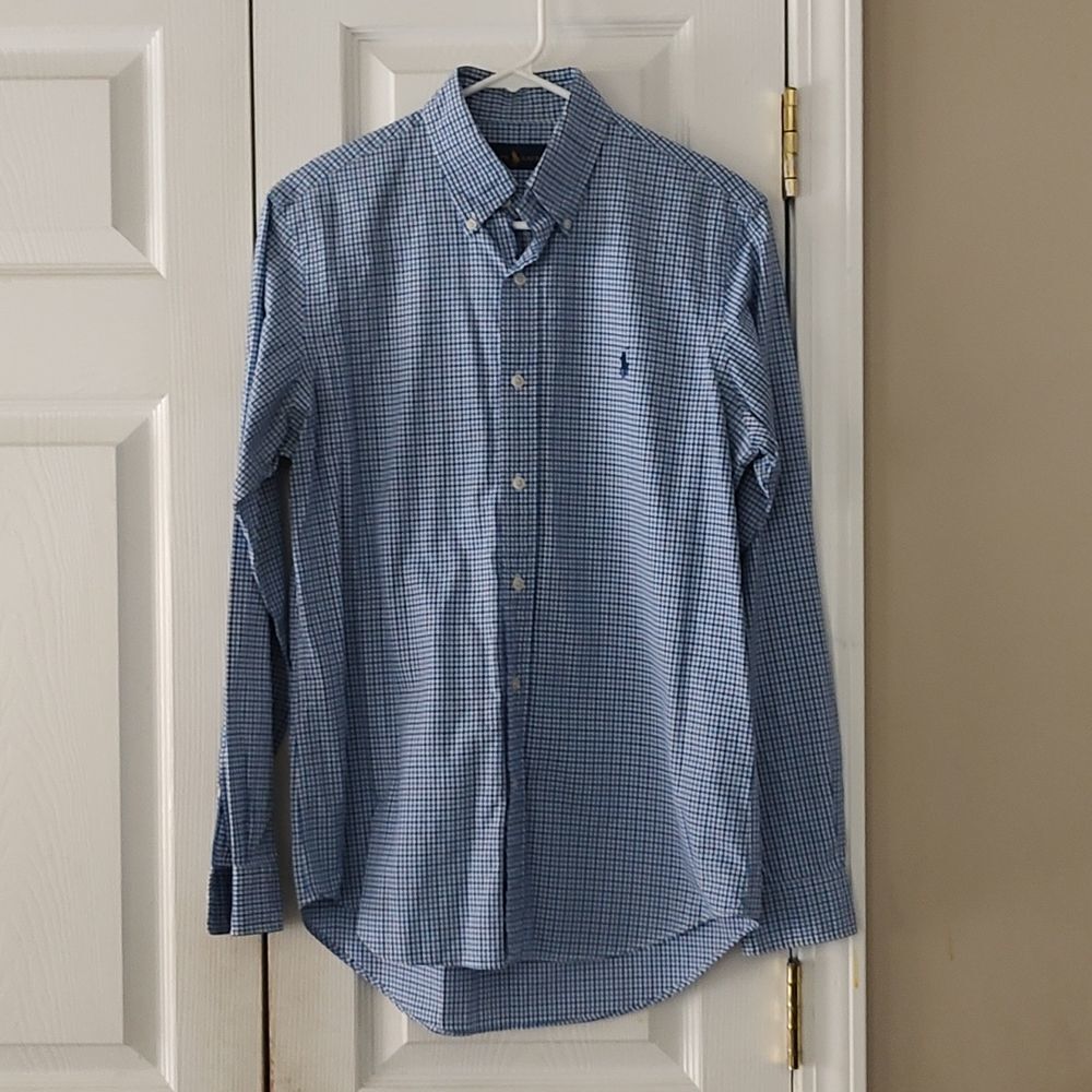 Ralph Lauren  blue white  button down shirt Sz S